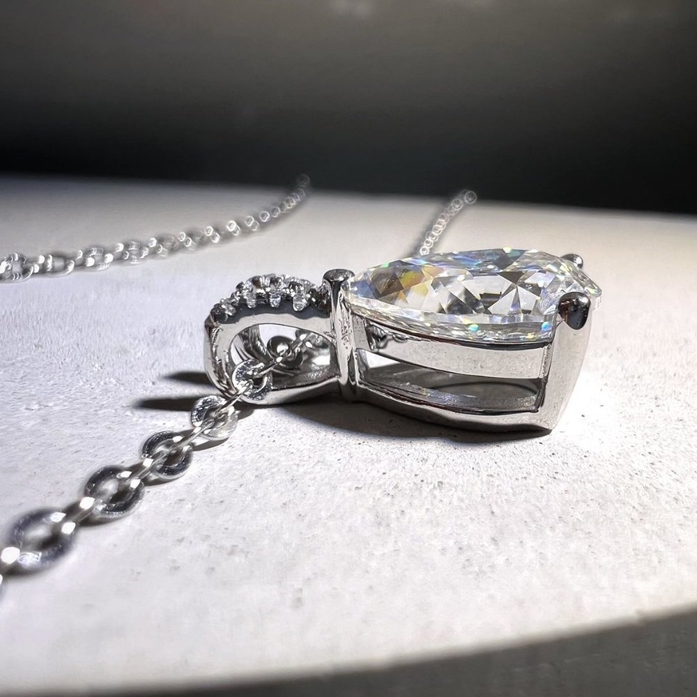 Certified 2ct. t.w. Moissanite Diamond Teardrop Necklace - Picture 4 of 13